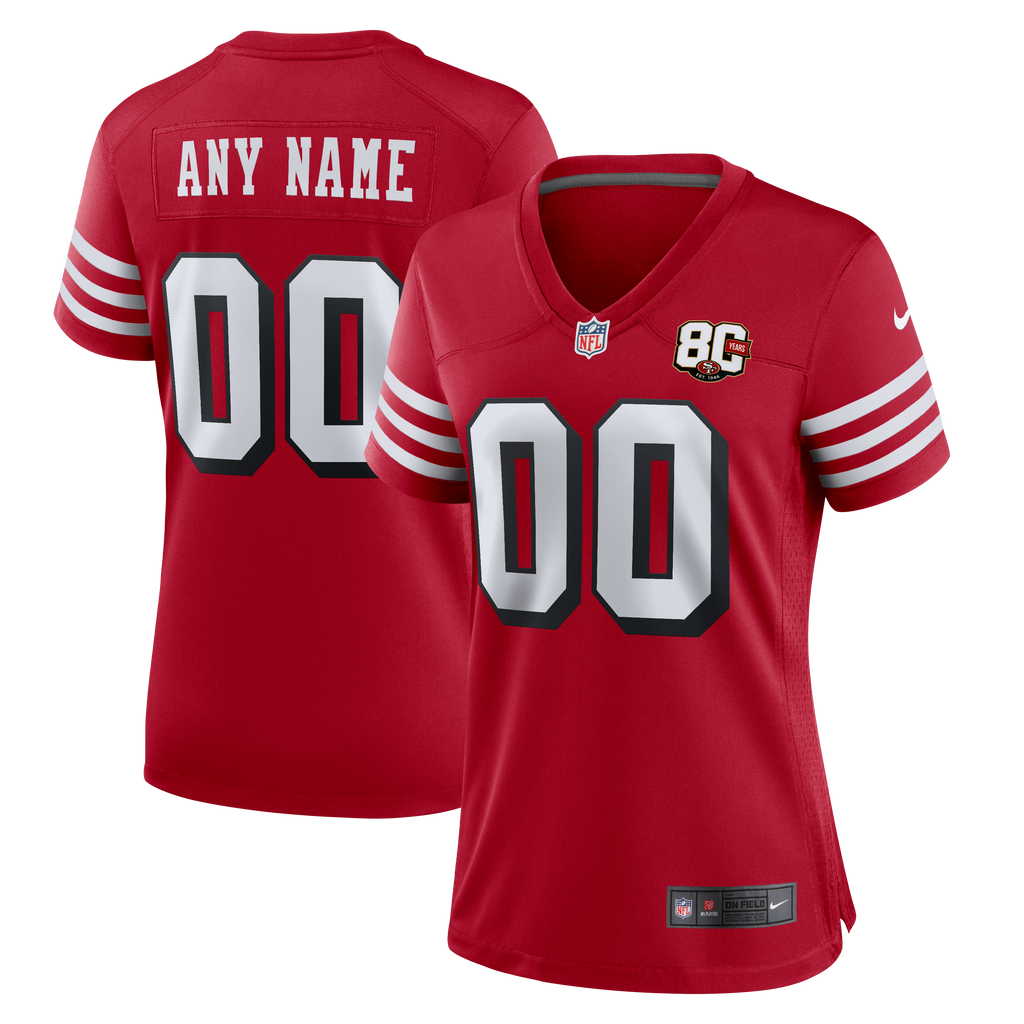 Women's San Francisco 49Ers Nike Scarlet 80Th Anniversary Alternate Custom Game Jersey