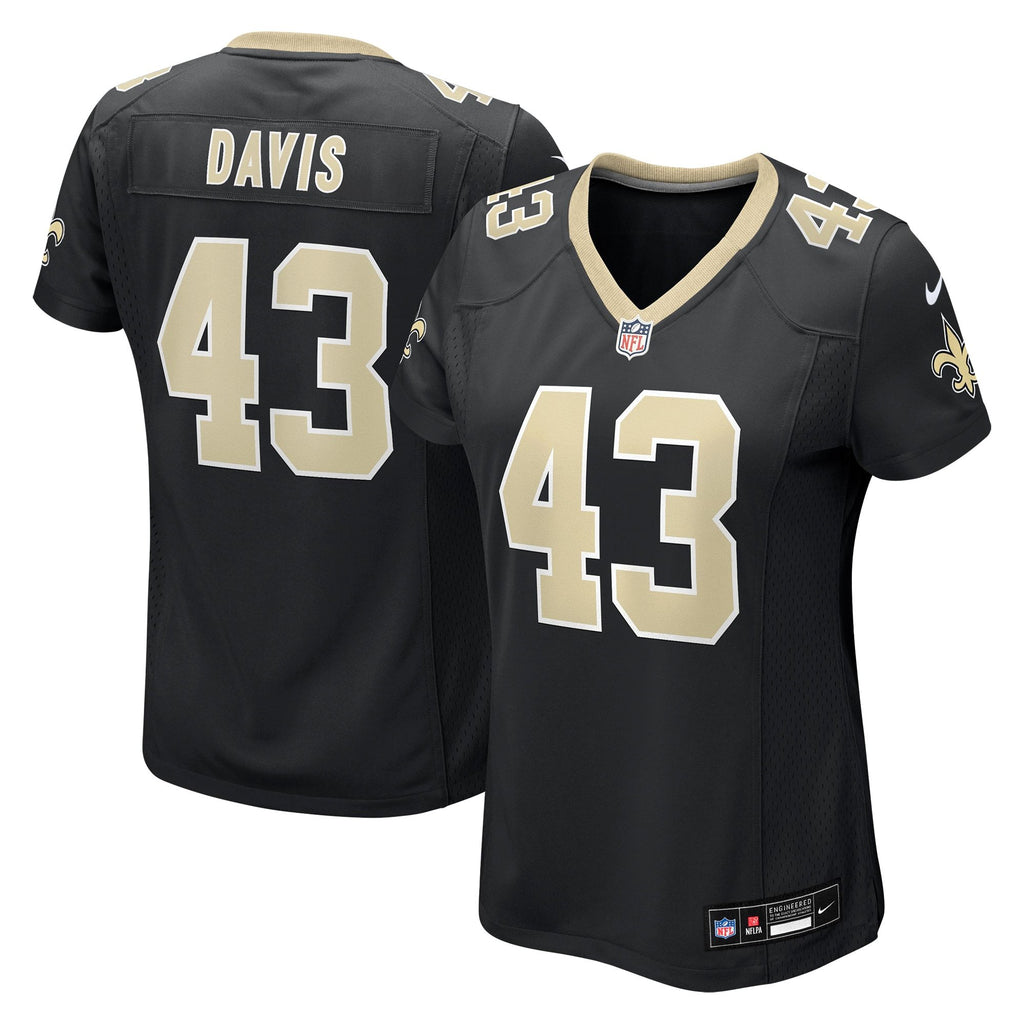 Women's New Orleans Saints Michael Davis Nike Black Team Game Jersey