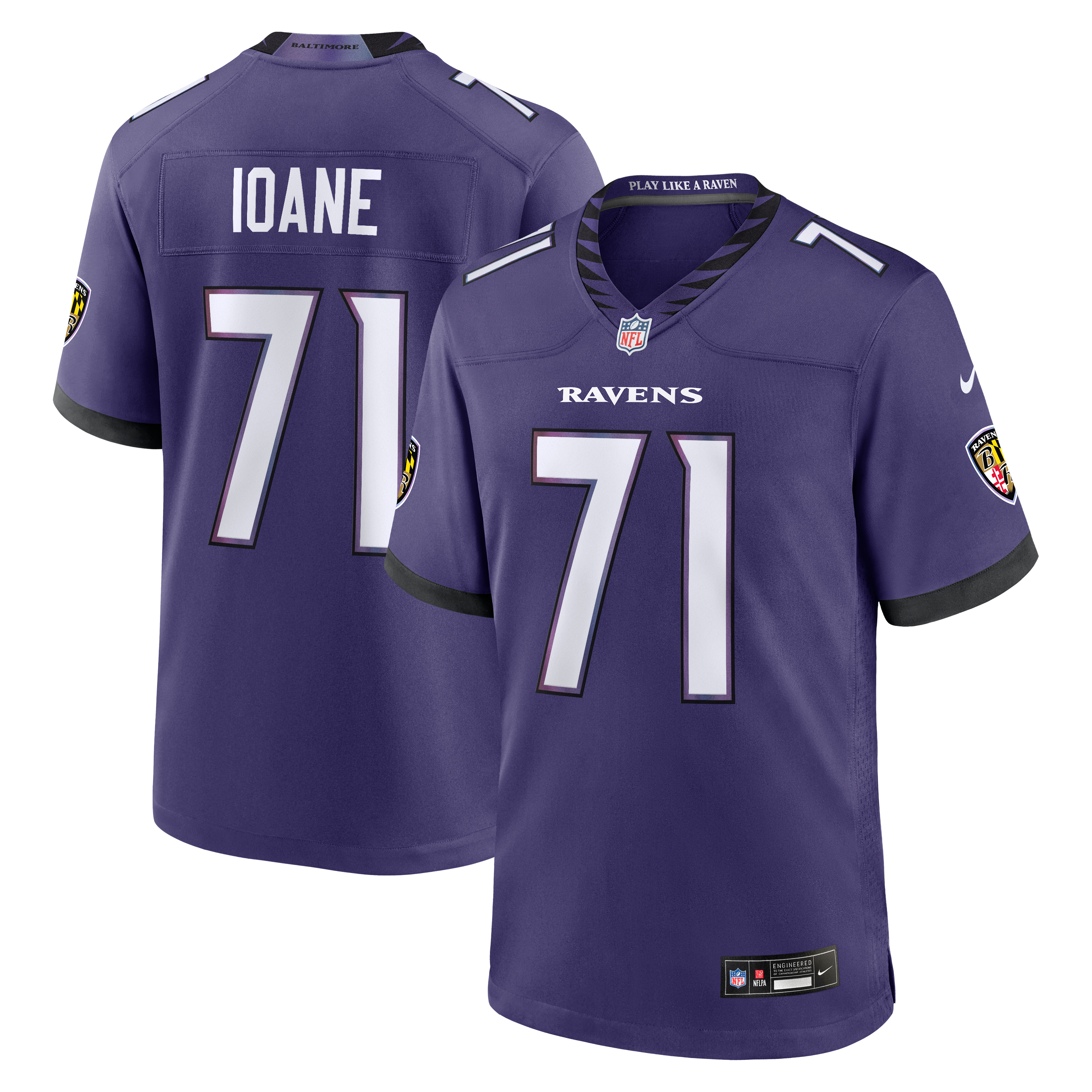 Men's Baltimore Ravens Olaivavega Ioane Nike Purple 2026 Nfl Draft First Round Pick No 14 Team Game Jersey